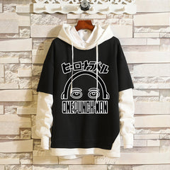 Men's Anime Print Fake Two Loose Hoodie