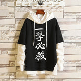 Men's Anime Print Fake Two Loose Hoodie