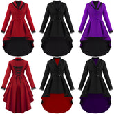 Retro Medieval Long Irregular Hem Button Trench Coat