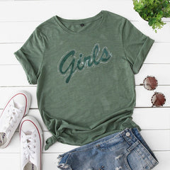 Lovely Friends Girls Print Loose Short-sleeved T-shirt