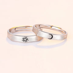 Sun and Moon Silver Couple Ring