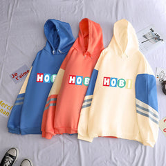 Trendy Color-block HOBI Print Kpop Hoodie