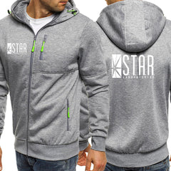 Men's Star Lab Printed Zipper Casual Sports Hoodie