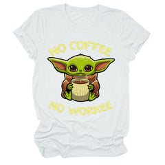 Casual No Coffee No Workee Printed Loose T-shirt
