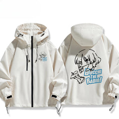 Unisex Anime Print Zipper Hooded Jacket