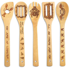 5 Piece Friends Wooden Spoons for Cooking
