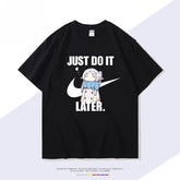Trendy Anime Print Short-sleeved Cotton T-shirt