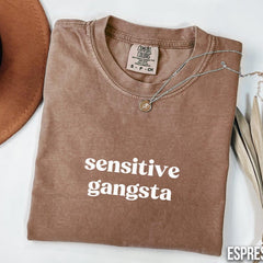 Sensitive Gangsta Quote Washed T-Shirt