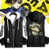 Unisex Anime Print Zipper Loose Hoodie
