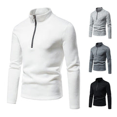 Hollow Front Zipper Design Men's High Neck Base Shirt