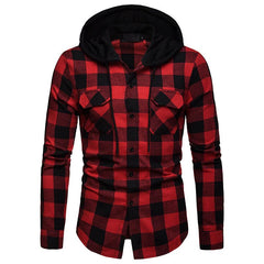 Trendy Men's Checkered Casual Thin Button Hoodie