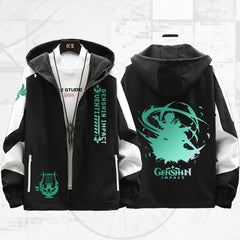 Unisex Game Venti Print Hooded Spring Jacket