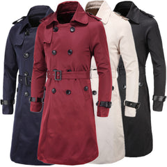Men's Boutique Long Slim Double-breasted Trench Coat