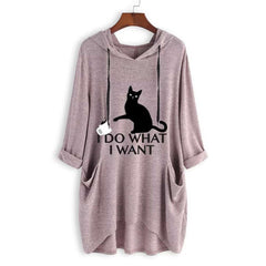 Women's Cat Ears Loose Medium Long Hoodie
