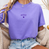 Purple Army Print Crewneck T-Shirt
