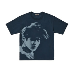KEONHO MARTIN JAMES Portrait Print Short-sleeved T-shirt