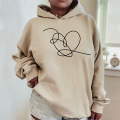 Casual Love Yourself Heart Print Hoodie