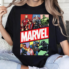 Vintage Comic Characters Logo Print T-Shirt