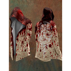 Retro Men's Digital Print Loose Hooded Jacket