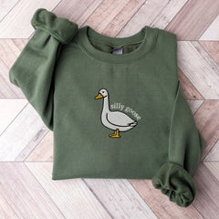 Funny Embroidered Silly Goose Sweatshirt
