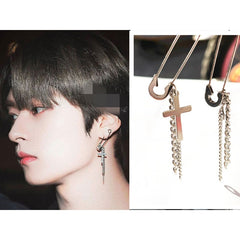 KPOP Pin Chain Stud Earrings