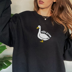 Funny Embroidered Silly Goose Sweatshirt
