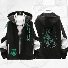 Unisex Game Venti Print Hooded Spring Jacket