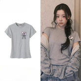 JUUN Same Heart Bow Printed Short-sleeved T-shirt