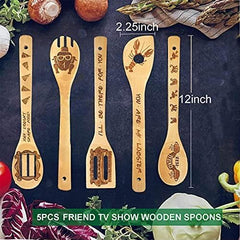 5 Piece Friends Wooden Spoons for Cooking