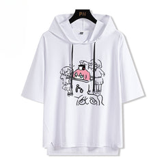 Casual Anime Hooded Short Sleeve T-Shirt