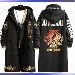 Unisex Hutao Casual Medium Long Windbreaker Jacket