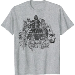 Classic Characters Cast Line Art Vintage T-Shirt