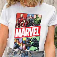 Vintage Comic Characters Logo Print T-Shirt
