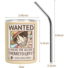 Luffy Vacuum Insulated Tumblers with Lid and Straw