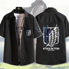 Men's Anime Survey Corps Short Sleeve Loose Shirt