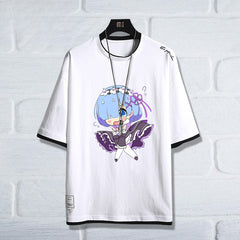 Casual Anime Pattern Print Loose T-shirt