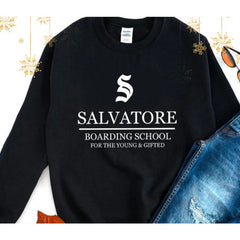 Casual TVD Salvatore Printed Crew Neck Sweatshirt