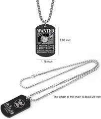 Anime One Piece Wanted Poster Pendant Necklace Stainless Steel Chain Manga Necklace