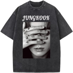Vintage Kpop ARMY Black Washed Cotton T-Shirt