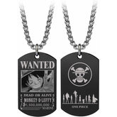 Anime One Piece Wanted Poster Pendant Necklace Stainless Steel Chain Manga Necklace