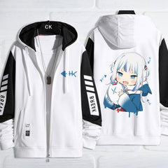 Casual Gawr Gura Shark Zipper Cos Hoodie