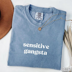 Sensitive Gangsta Quote Washed T-Shirt