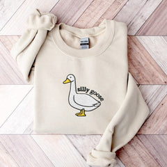 Funny Embroidered Silly Goose Sweatshirt