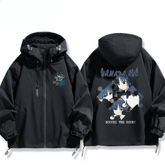 Unisex Anime Print Zipper Hooded Jacket