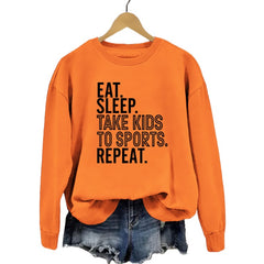 EAT SLEEP TAKE KIDS Printed Crew Neck Sweatshirt