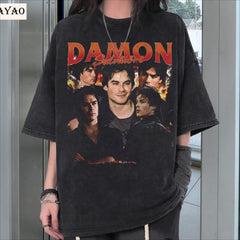 Vintage Damon Salvatore Graphic Washed Tee