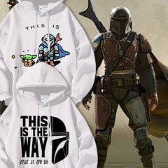 Mandalorian Cartoon Print Pullover Hoodie
