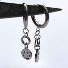Circle Buckle Smiley Face Earrings