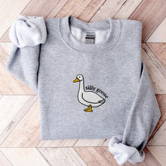Funny Embroidered Silly Goose Sweatshirt