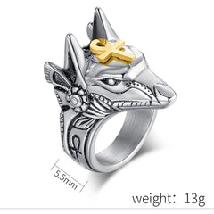 Retro Anubis Jackal Head Ring